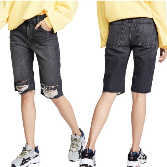 Hudson Made in USA Women Sloane Bermuda Shorts Distressed - Picture 1 of 9